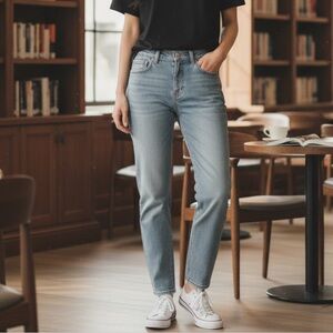 Ganni Swigy Style 6551 Classic Blue Denim Jeans, Tint Wash, Size‎ 25, NWT